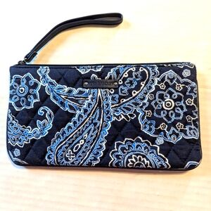 Vera Bradley Quilted Blue Bandana Slim Zip Wristlet